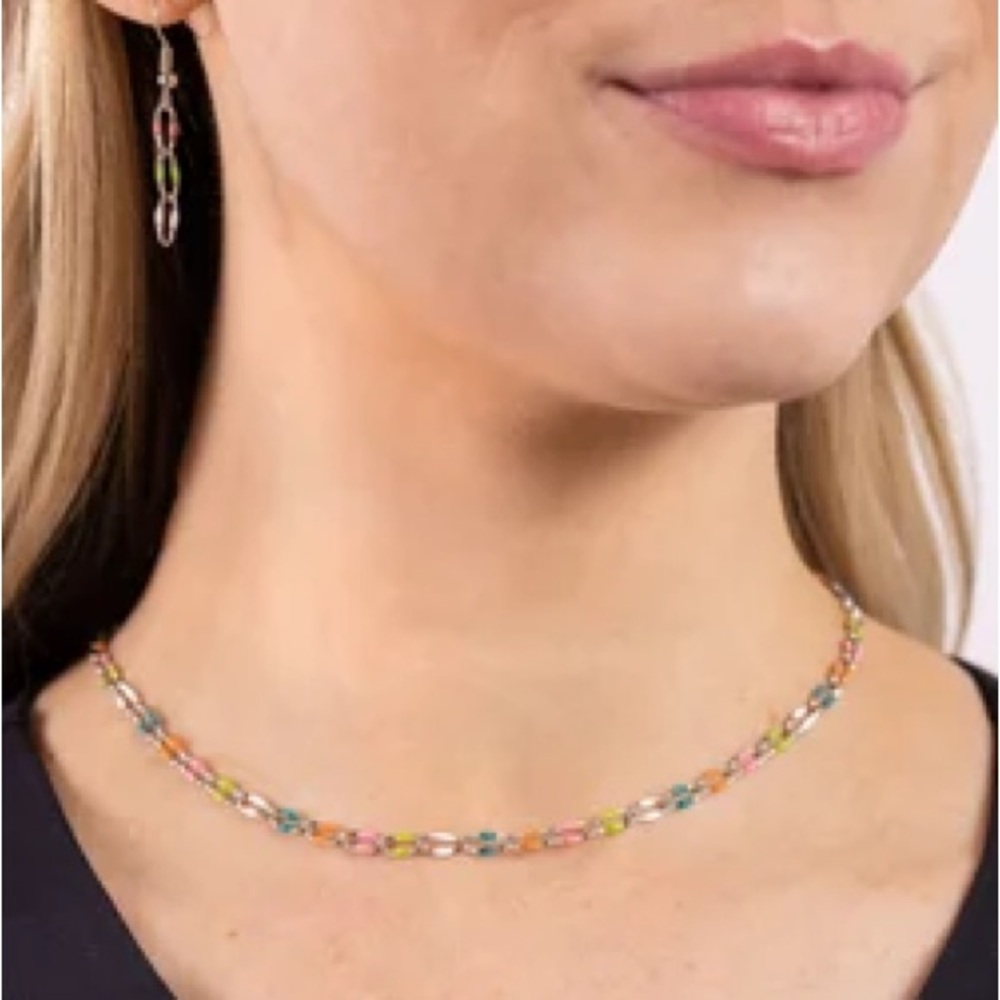 Multicolor Chain Necklace and Earring Set